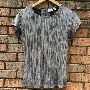Silver & Black Short Sleeve Kim Rogers Blouse